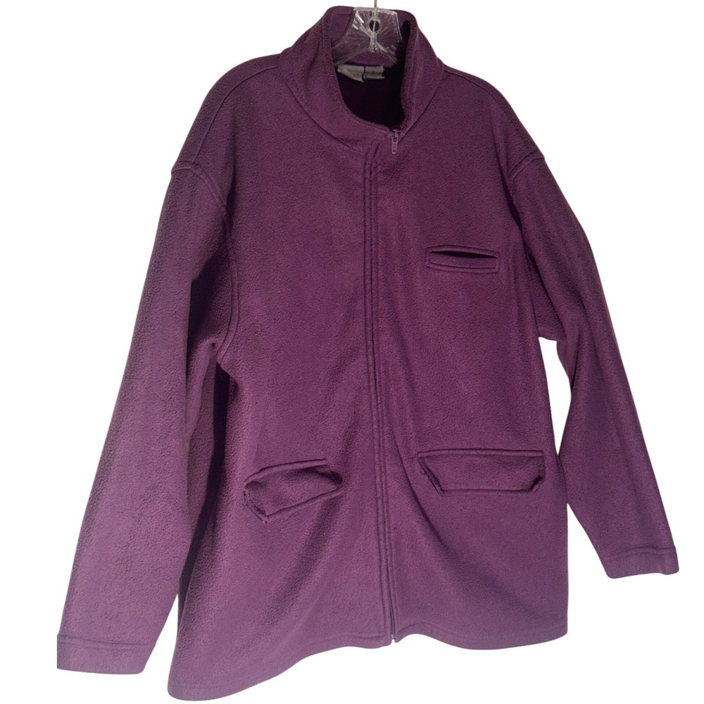 Purple Fleece Zip‎ Up Jacket Women's Size XL Cozy Casual Outerwear